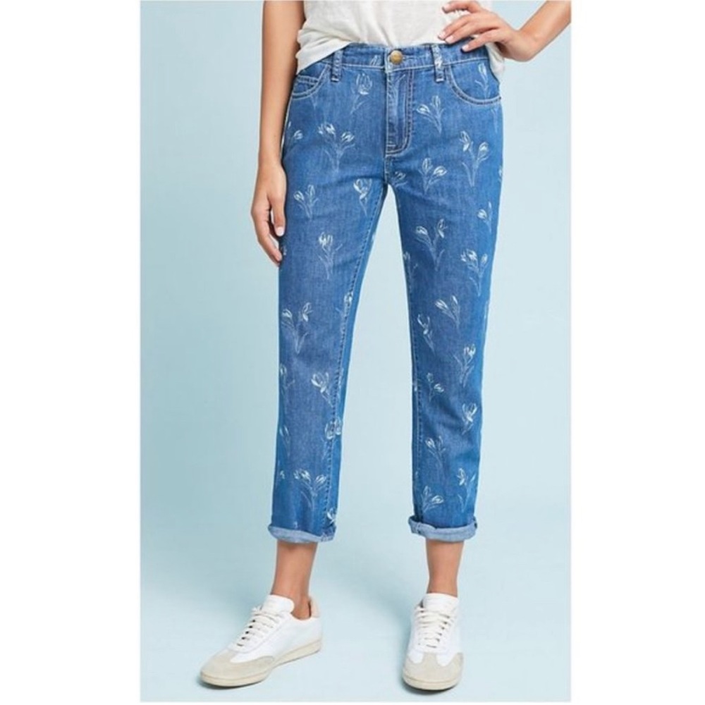 Current/Elliot Blue Floral Print Jeans Size 28 Festival summer jeans